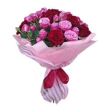 Bouquet of red and pink roses — an elegant blend of classic and tenderness