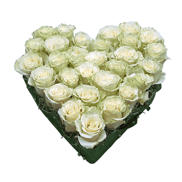 Composition de roses blanches en forme de cœur — un cadeau touchant et élégant