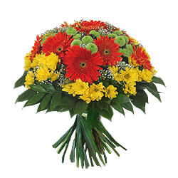Strauß aus Gerbera und Chrysanthemen — ein heller und fröhlicher Geschenk