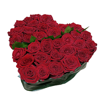 Composition en forme de cœur de roses rouges — un symbole fort des sentiments