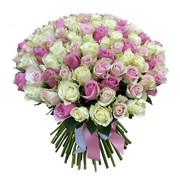 Bouquet of multicolored roses — bright and expressive arrangement